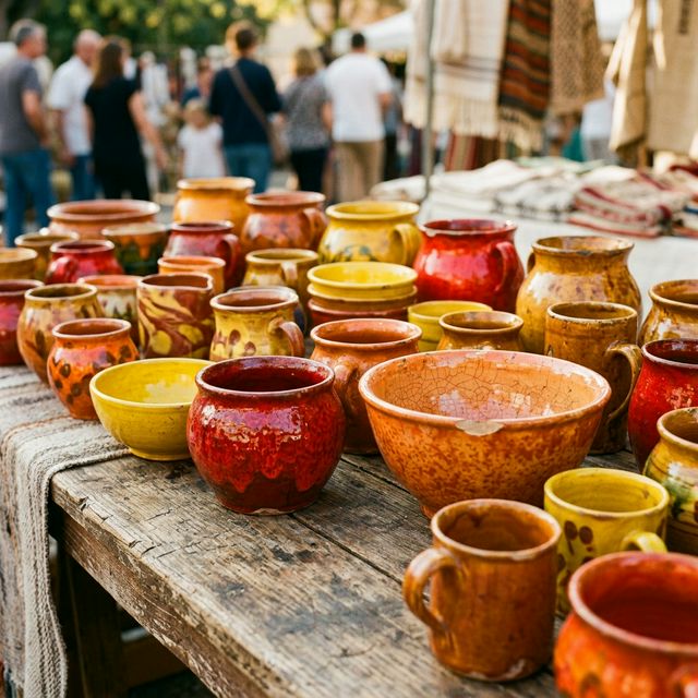 Peças de cerâmica coloridas