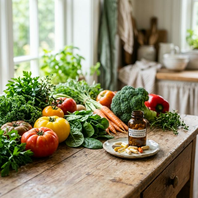 Vitaminas e minerais em alimentos frescos